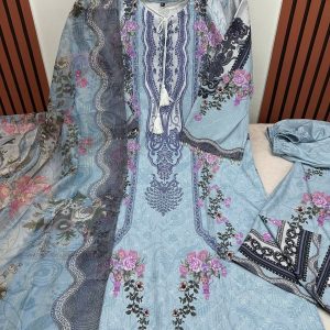 Embroidery Sequence Digital Print Three Piece