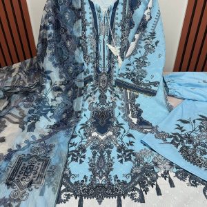 Embroidery Sequence Digital Print Three Piece