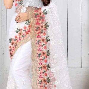 Indian Georgette Embroidery Saree with Blouse Piece | ইন্ডিয়ান জর্জেট এমব্রয়ডারি শাড়ি