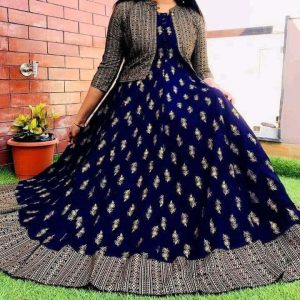 🌸 Embroidery Gown with Koti (China Linen Fabric)