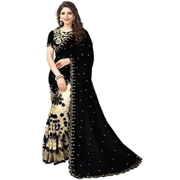 Indian Georgette Embroidery Saree with Blouse Piece | ইন্ডিয়ান জর্জেট এমব্রয়ডারি শাড়ি