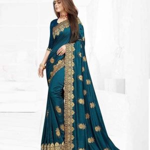Indian Georgette Embroidery Saree with Blouse Piece | ইন্ডিয়ান জর্জেট এমব্রয়ডারি শাড়ি