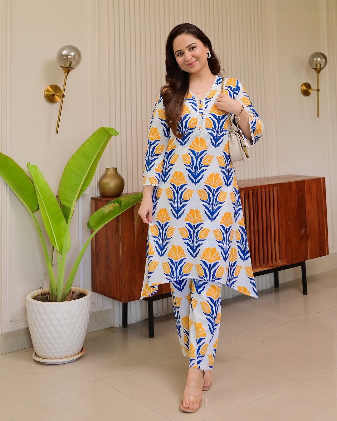 Two Piece Kurti (Screen Print Cotton Kurti Set)