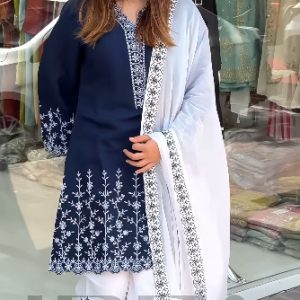Soft Cotton Embroidery Three Piece – স্টাইলিশ ও আরামদায়ক লেডিজ ড্রেস