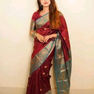 Premium Silk Katan Saree with Matching Blouse Piece | Elegant Party Wear Katan Sharee