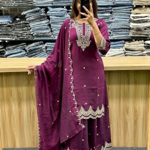 🌸 Embroidery Garara Collection – Cotton 3 Piece Set 🌸