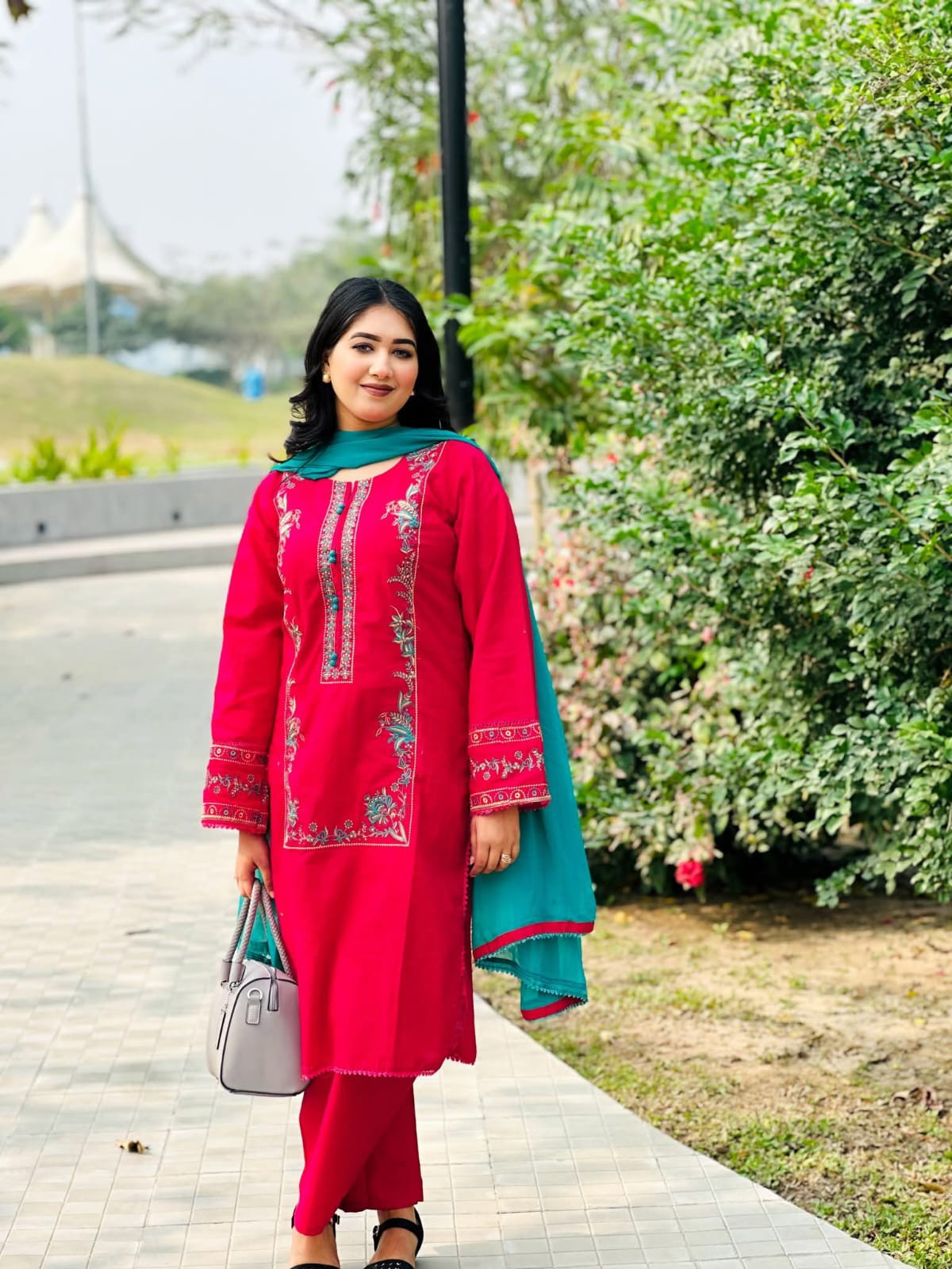 New Exclusive Embroidery Dress – Soft Cotton Three Piece for Women