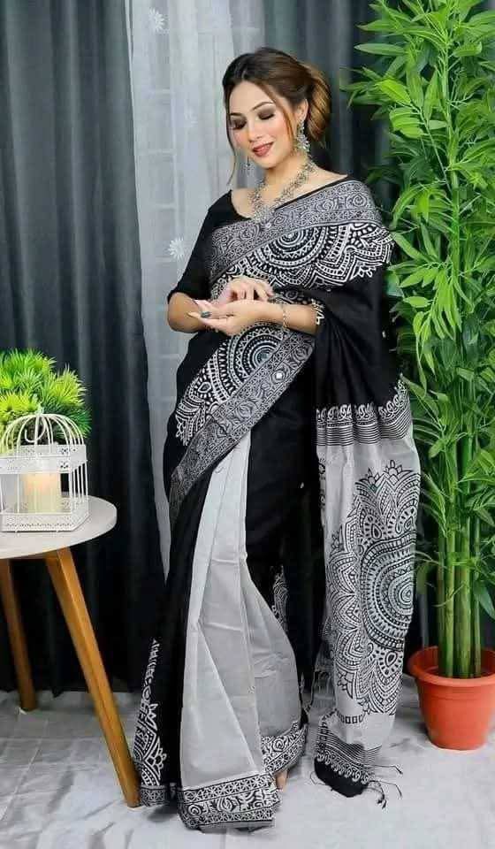 প্রিমিয়াম ধুপিয়ান সিল্ক নকশি টাঙ্গাইল শাড়ি – ব্লক প্রিন্ট ও এমব্রয়ডারি কাজ