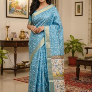 প্রিমিয়াম ডিজিটাল প্রিন্টেড কাপ্তান সিল্ক শাড়ি – ঈদ কালেকশন ২০২৬
