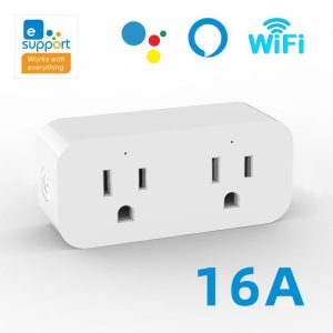 এক্সক্লুসিভ 16A ডুয়াল ওয়াইফাই স্মার্ট সকেট (US Gauge) – রিমোট কন্ট্রোল ও টাইমার সহ প্রিমিয়াম স্মার্ট প্লাগ